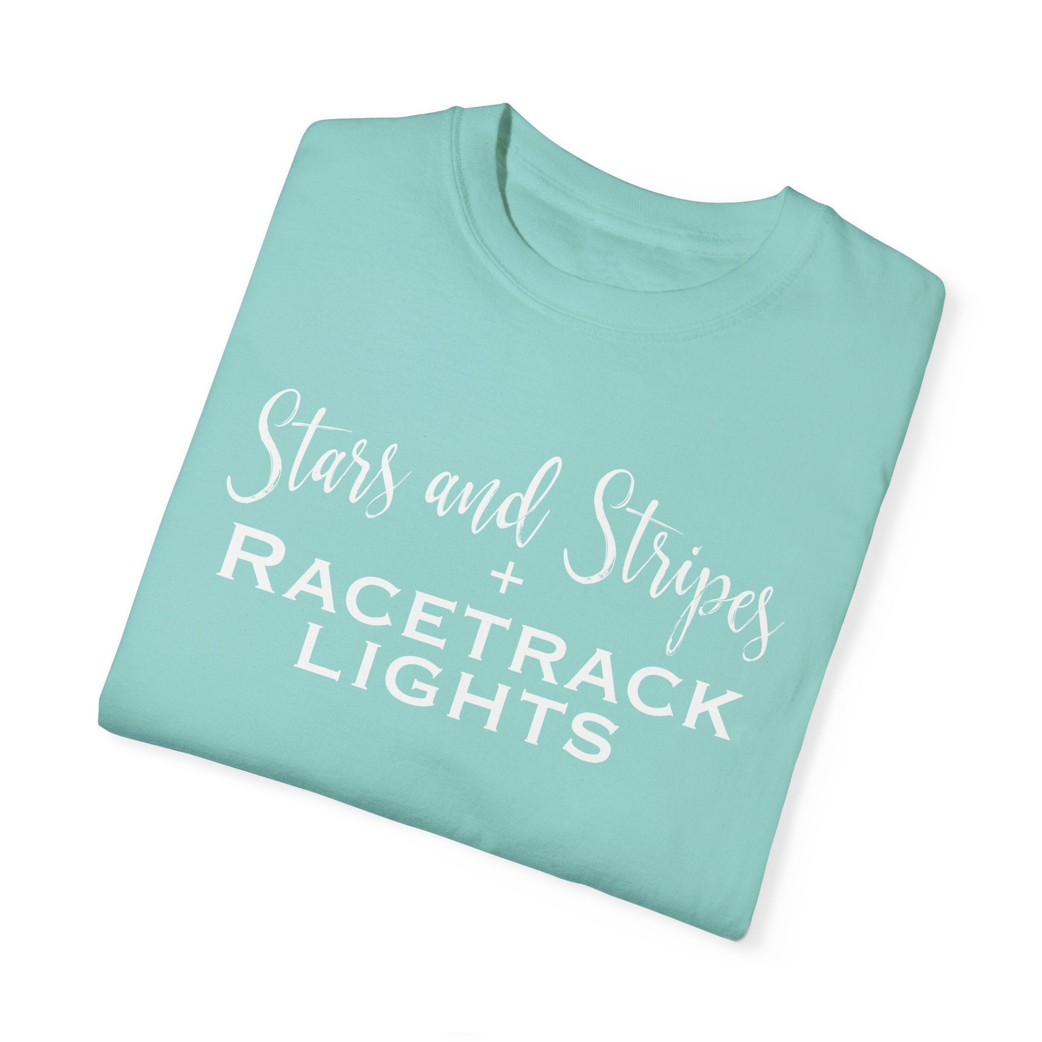 Stars and Stripes and Racetrack Lights Heavyweight Ladies Racing Tee