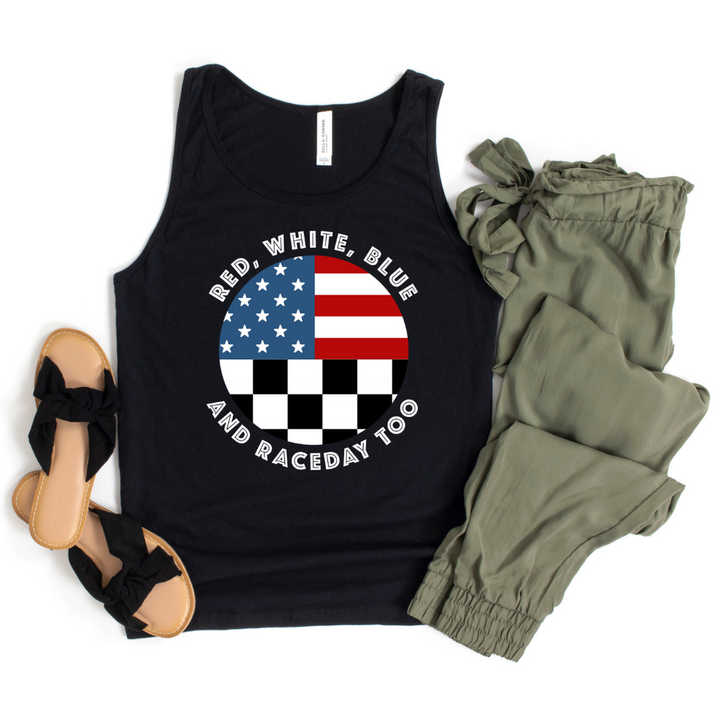 Highline Clothing Unisex Tank - Red White Blue and Raceday Too - Black
