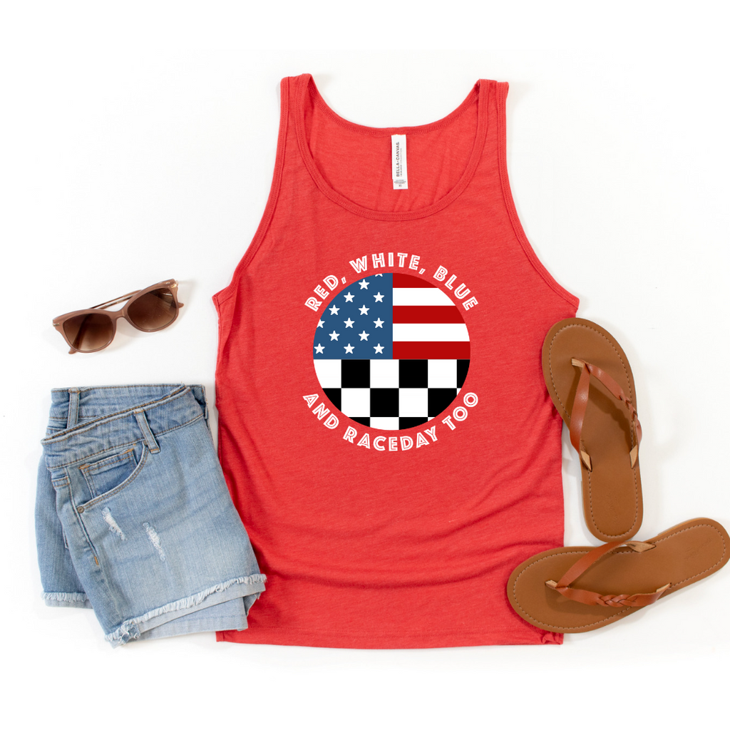 Highline Clothing Unisex Tank - Red White Blue and Raceday Too - Red