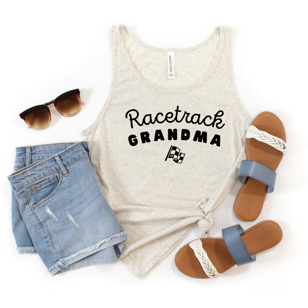 Highline Clothing Racetrack Grandma Graphic Tank Top - Oatmeal