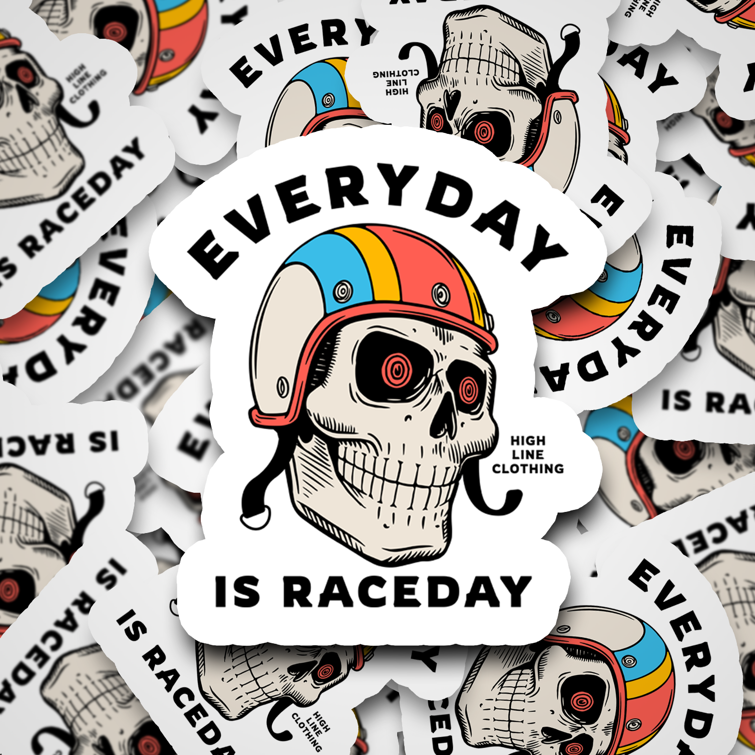 Everyday is raceday skull with helmet sticker