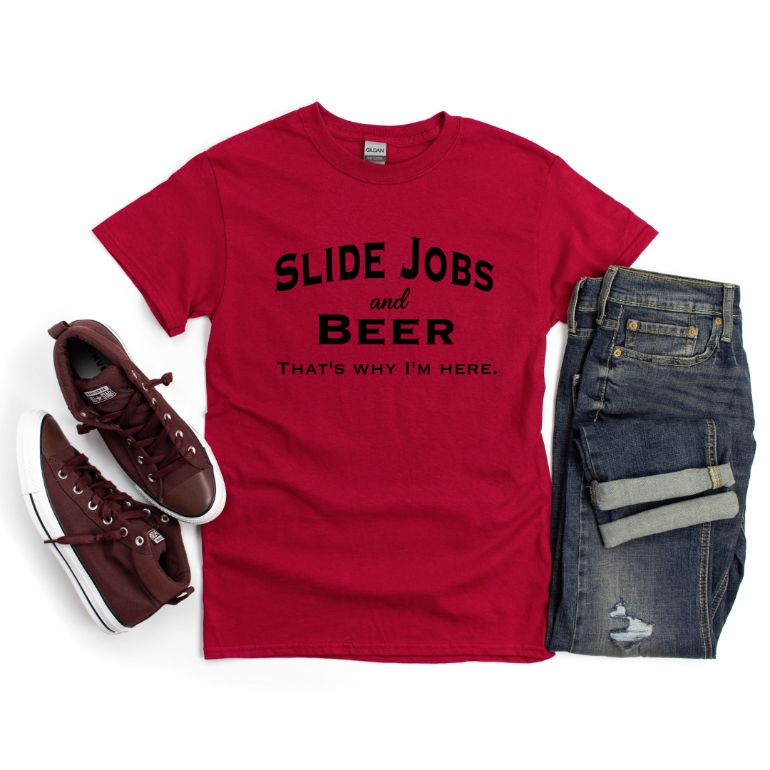 Slide Jobs and Beer That's Why I'm Here Men's Racing Tee - Red