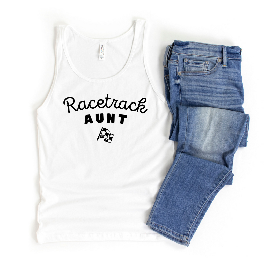 Highline Clothing Racetrack Aunt Unisex Tank Top - White